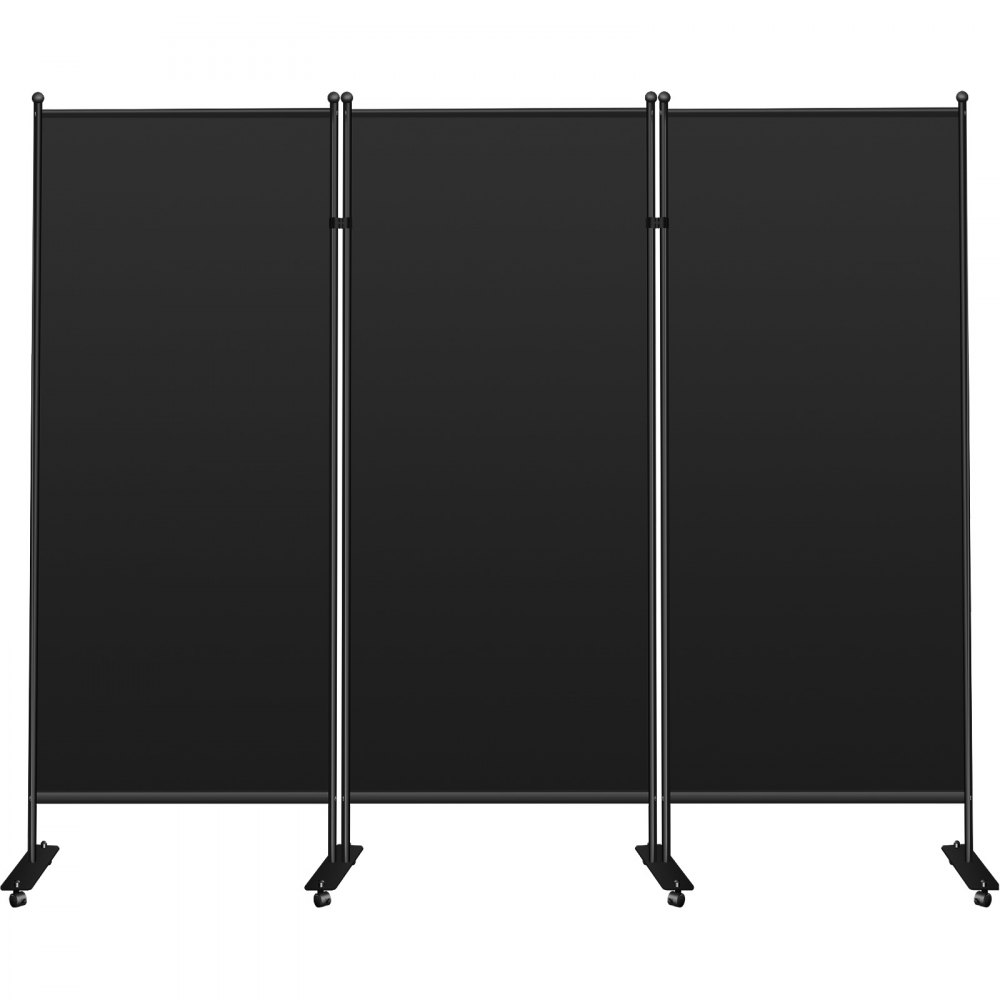 VEVOR Office Partition 89" W x 14" D x 73" H Room Divider Wall 3-Panel Office Divider Folding Portable Office Walls Divider with Non-See-Through Fabric Room Partition Black for Room Office Restaurant