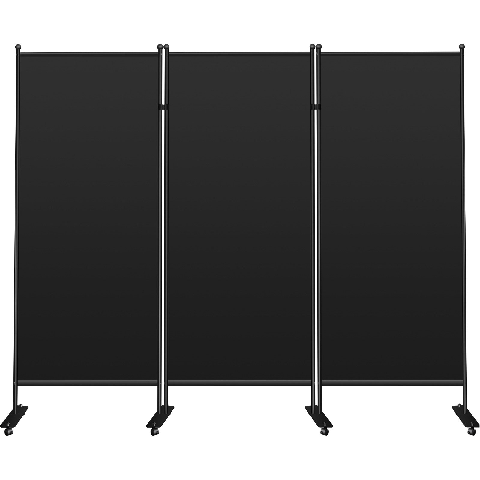VEVOR Office Partition 89" W x 14" D x 73" H Room Divider Wall 3-Panel Office Divider Folding Portable Office Walls Divider with Non-See-Through Fabric Room Partition Black for Room Office Restaurant