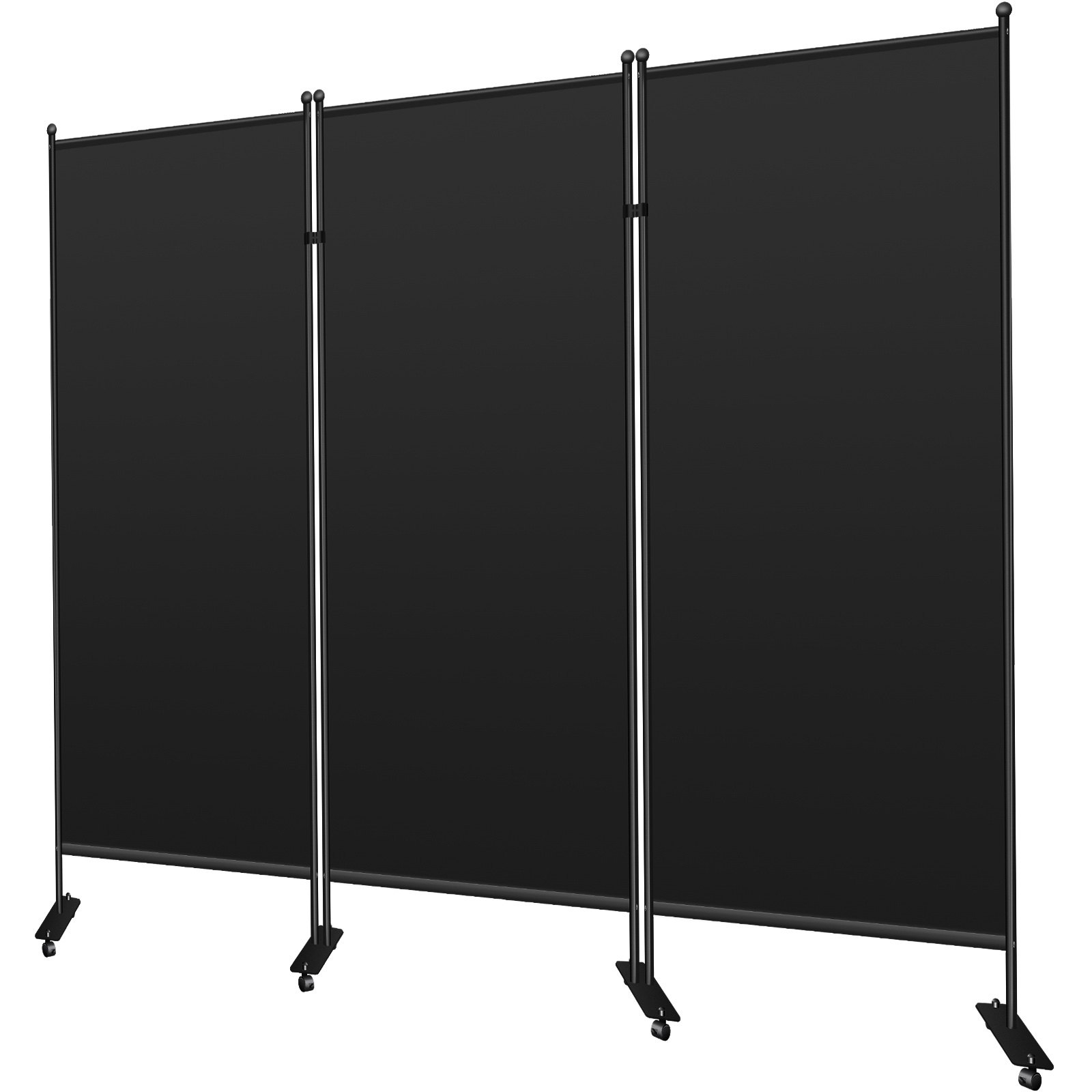 VEVOR Office Partition 89" W x 14" D x 73" H Room Divider Wall 3-Panel Office Divider Folding Portable Office Walls Divider with Non-See-Through Fabric Room Partition Black for Room Office Restaurant