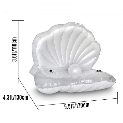 VEVOR Seashell Inflatable Float, Water Inflatable Floating Cushion,Giant Raft Mattress with White Pearl and Electric Air Pump, Used for Water Entertainment (Swimming Pool ,Beach, Lake )