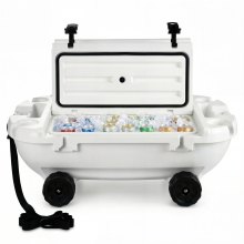 VEVOR Floating Cooler, 40 QT Floating Ice Chest with Dry Storage, Wheels & Tow Rope, Premium LLDPE Amphibious Drink Cooler for Water & Land, Cruise Stable on Lake, River, Pool, Beach, Kayak, White