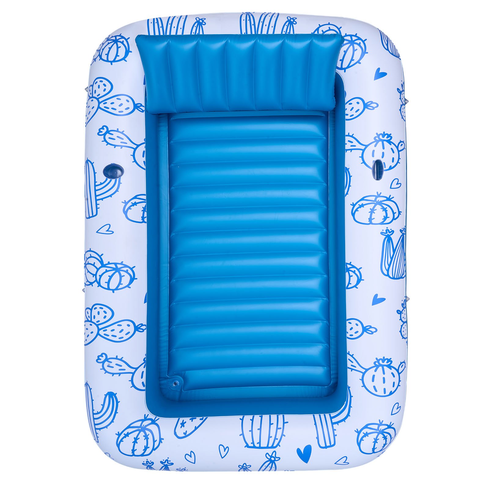 VEVOR Inflatable Pool Float with UPF 50+ Canopy, 82" x 55" Large Tanning Pool Floating Lounger for Adults, 550LBS Capacity Sunbathing Lounger Floaties with Pillow, Phone & Cup Holder for Water Fun