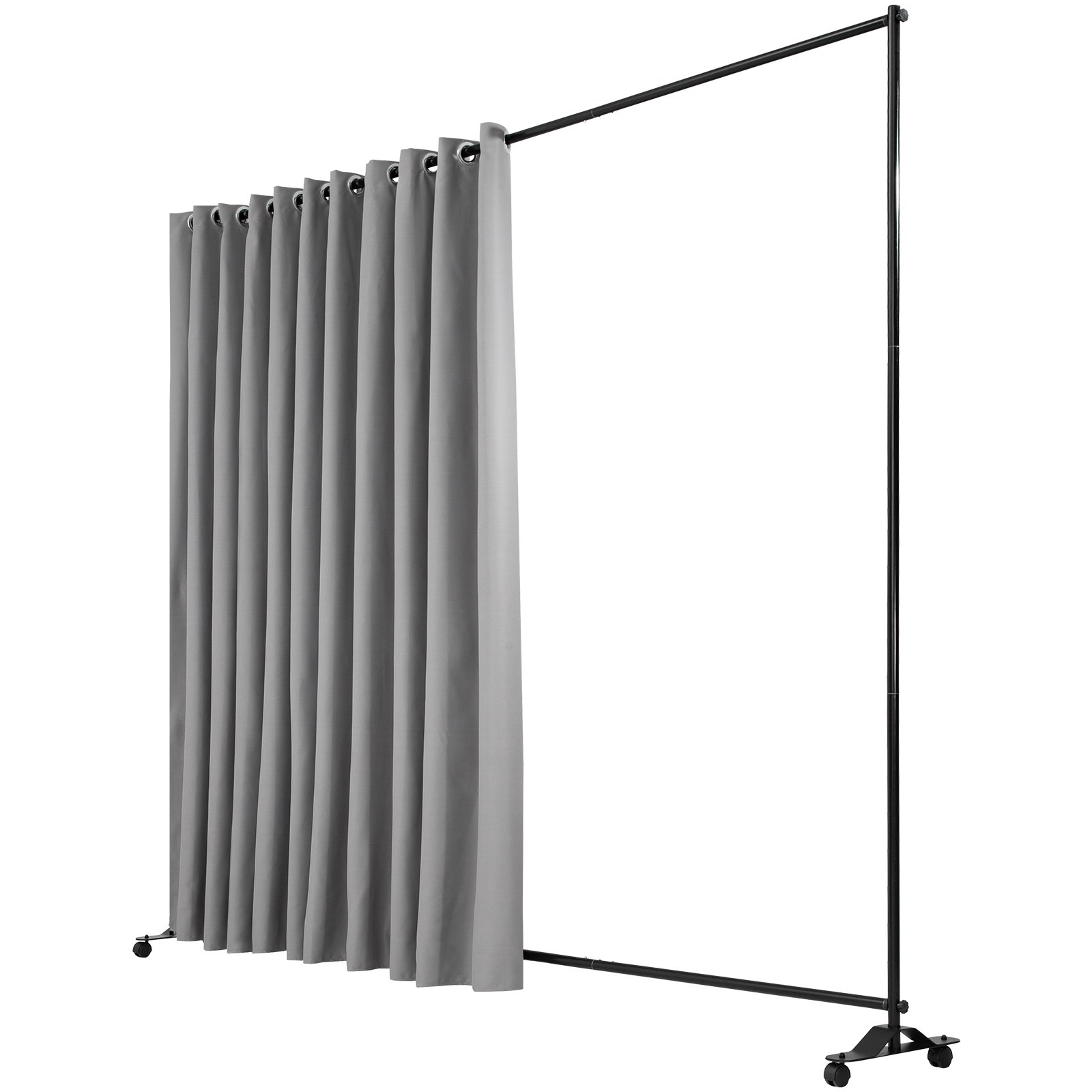 VEVOR Kit de divisor de habitación, 8 pies x 10 pies, soporte divisor de cortina con 4 ruedas rodantes, marco de aleación de aluminio, cortina opaca y bolsa Oxford portátil incluida, divisor de habitación expandible para oficina (plateado)