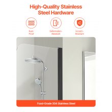 VEVOR Frameless Bathtub Shower Door 34 in. W x 55 in. H 180° Rotatable Door