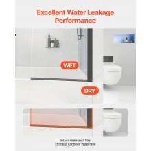 VEVOR Frameless Bathtub Shower Door 34 in. W x 55 in. H 180° Rotatable Door