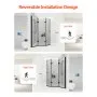 VEVOR Bathtub Shower Door, 51 in. W x 56 in. H, Frameless Foldable Hinged Shower Door, Tri-Fold Shower Glass Door with 1/4 in Tempered Glass Door, 180°Rotating and Folding Design, for Bathtub, Black