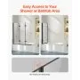 VEVOR Bathtub Shower Door, 51 in. W x 56 in. H, Frameless Foldable Hinged Shower Door, Tri-Fold Shower Glass Door with 1/4 in Tempered Glass Door, 180°Rotating and Folding Design, for Bathtub, Black