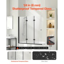 VEVOR Bathtub Shower Door 1295 x 1422 mm Frameless Foldable Tub Shower Door