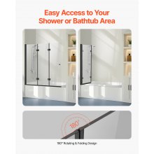 Bathtub Shower Door 51 in. W x 56 in. H Frameless Foldable Tub Shower Doors