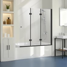 VEVOR Bathtub Shower Door 1295 x 1422 mm Frameless Foldable Tub Shower Door