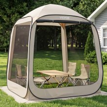 VEVOR Screen House Tent, 6 x 6 ft, 4-6 Person Pop Up Screen Tent, Portable Screened in Canopy with Carry Bag, Netting Sides, Ground Stakes, for Garden, Patio, Backyard, and Outdoor Activities, Beige