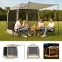 VEVOR Screen House Tent, 6 x 6 ft, 4-6 Person Pop Up Screen Tent with Extended Awning, Portable Screened in Canopy with Carry Bag, Netting Sides, for Patio, Backyard, and Outdoor Activities, Beige