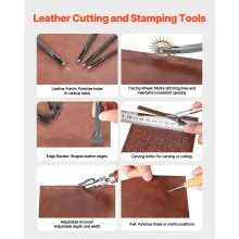 Leather Working Tools Kit 38 PCS Engraving Punching Stamping Sewing Tools