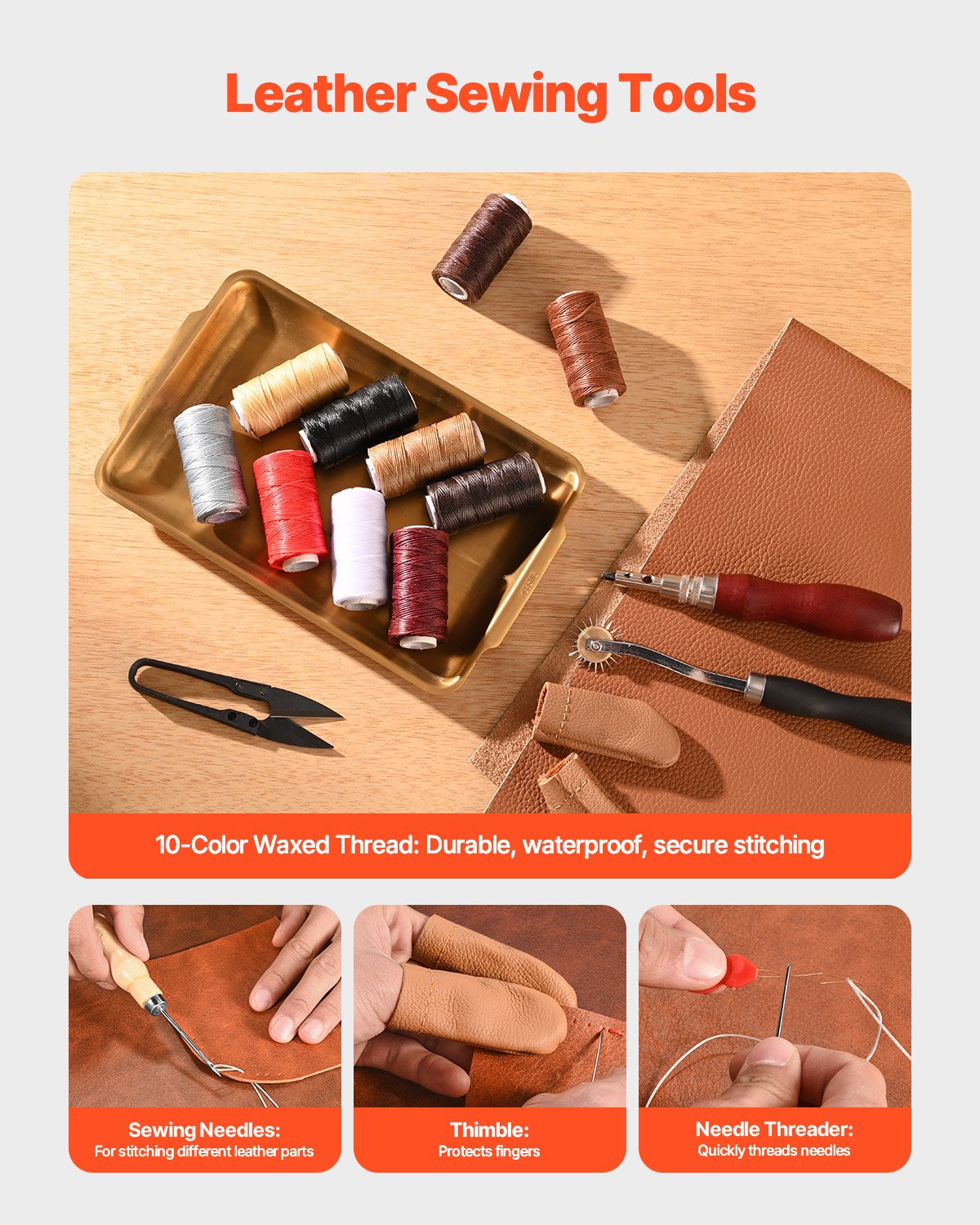 VEVOR Leather Working Tools Kit, 38 PCS Leather Craft Tools with Portable Canvas Storage Bag, Engraving Punching Sewing Stamping Cutting Tools, Ideal for Beginners DIY Enthusiasts and Professionals