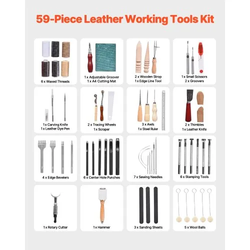 Xlx 25PCS Leather Craft Hand Tool Kit Mano Cucitura Cucito Strumento