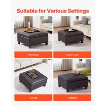 28-31 in Square Leather Ottoman with Storage Coffee Table for Living Room Dorm