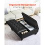 VEVOR 88 cm Square Leather Ottoman with Storage, Upholstered Tufted Button Coffee Table Ottoman with Lift-Top & Flip Design, PU Leather High-Density Sponge for Living Room, Bedroom, Dorm, Black