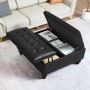 VEVOR 34 in Square Leather Ottoman with Storage, Upholstered Tufted Button Coffee Table Ottoman with Lift-Top & Flip Design, PU Leather High-Density Sponge for Living Room, Bedroom, Dorm, Black