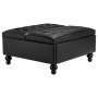 VEVOR 34 in Square Leather Ottoman with Storage, Upholstered Tufted Button Coffee Table Ottoman with Lift-Top & Flip Design, PU Leather High-Density Sponge for Living Room, Bedroom, Dorm, Black