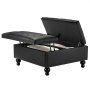 VEVOR 34 in Square Leather Ottoman with Storage, Upholstered Tufted Button Coffee Table Ottoman with Lift-Top & Flip Design, PU Leather High-Density Sponge for Living Room, Bedroom, Dorm, Black