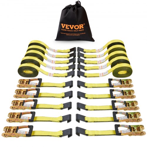 VEVOR Ratchet Tie Down Straps (10PK), 10000 lb Break Strength, Endless Ratchet with 10 Premium 2" x 30' Tie Downs Heavy Duty, Track Spring Fittings for Moving Securing Cargo, Appliances, Motorcycle
