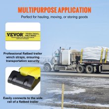 VEVOR Winch Straps, 4" x 30', 6000 lbs Load Capacity, 18000 lbs Break Strength, Truck Straps with Flat Hook, Flatbed Tie Downs Cargo Control for Trailers, Farms, Rescues, Tree Saver, Yellow (4 Pack)