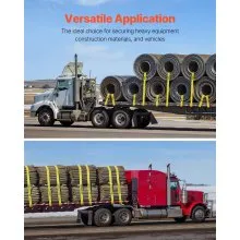 VEVOR Winch Straps, 4" x 30', 6000 lbs Load Capacity, 18000 lbs Break Strength, Truck Straps with Flat Hook, Flatbed Tie Downs Cargo Control for Trailers, Farms, Rescues, Tree Saver, Yellow (10 Pack)