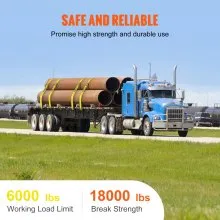 VEVOR Winch Straps, 4" x 30', 6000 lbs Load Capacity, 18000 lbs Break Strength, Truck Straps with Flat Hook, Flatbed Tie Downs Cargo Control for Trailers, Farms, Rescues, Tree Saver, Yellow (10 Pack)