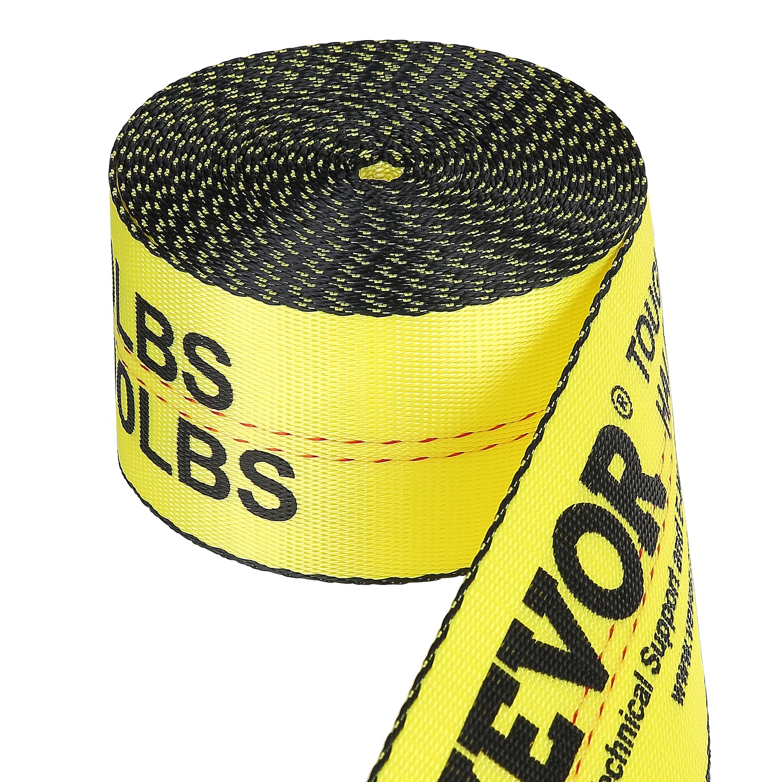 VEVOR Winch Straps, 4" x 30', 6000 lbs Load Capacity, 18000 lbs Break Strength, Truck Straps with Flat Hook, Flatbed Tie Downs Cargo Control for Trailers, Farms, Rescues, Tree Saver, Yellow (10 Pack)