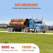 VEVOR Winch Straps, 4" x 30', 6000 lbs Load Capacity, 18000 lbs Breaking Strength, Truck Straps with Flat Hook, Flatbed Tie Downs Cargo Control for Trailers, Farms, Rescues, Tree Saver, Red (10 Pack)