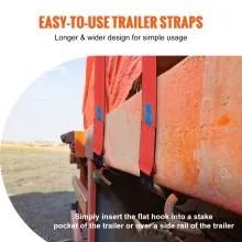 VEVOR Winch Straps, 4" x 30', 6000 lbs Load Capacity, 18000 lbs Breaking Strength, Truck Straps with Flat Hook, Flatbed Tie Downs Cargo Control for Trailers, Farms, Rescues, Tree Saver, Red (10 Pack)