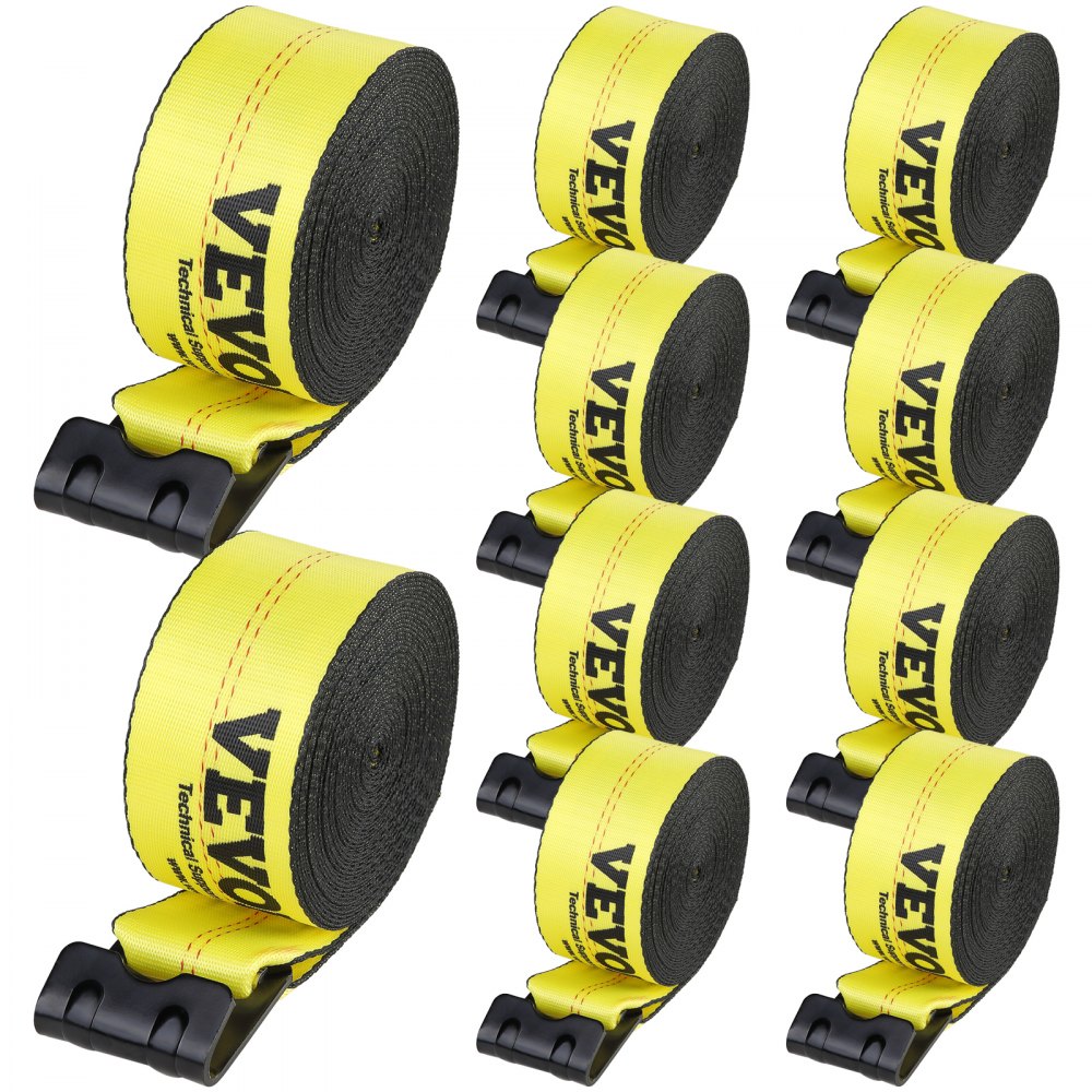 VEVOR Winch Straps 4 x 40' 6000 lbs Load Capacity 18000 lbs Break Strength Truck Straps with Flat Hook Flatbed Tie Downs Cargo Control for Trailers