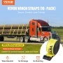VEVOR Winch Straps, 4" x 40', 6000 lbs Load Capacity, 18000 lbs Break Strength, Truck Straps with Flat Hook, Flatbed Tie Downs Cargo Control for Trailers, Farms, Rescues, Tree Saver, Yellow (10 Pack)