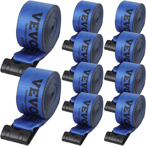 VEVOR Truck Straps Winch Straps 4" x 30' with Flat Hook for Towing 10 Pack Blue