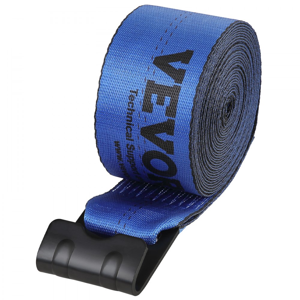 VEVOR Winch Straps, 4" x 30', 6000 lbs Load Capacity, 18000 lbs Breaking Strength, Truck Straps with Flat Hook, Flatbed Tie Downs Cargo Control for Trailers, Farms, Rescues, Tree Saver, Blue (10 Pack)