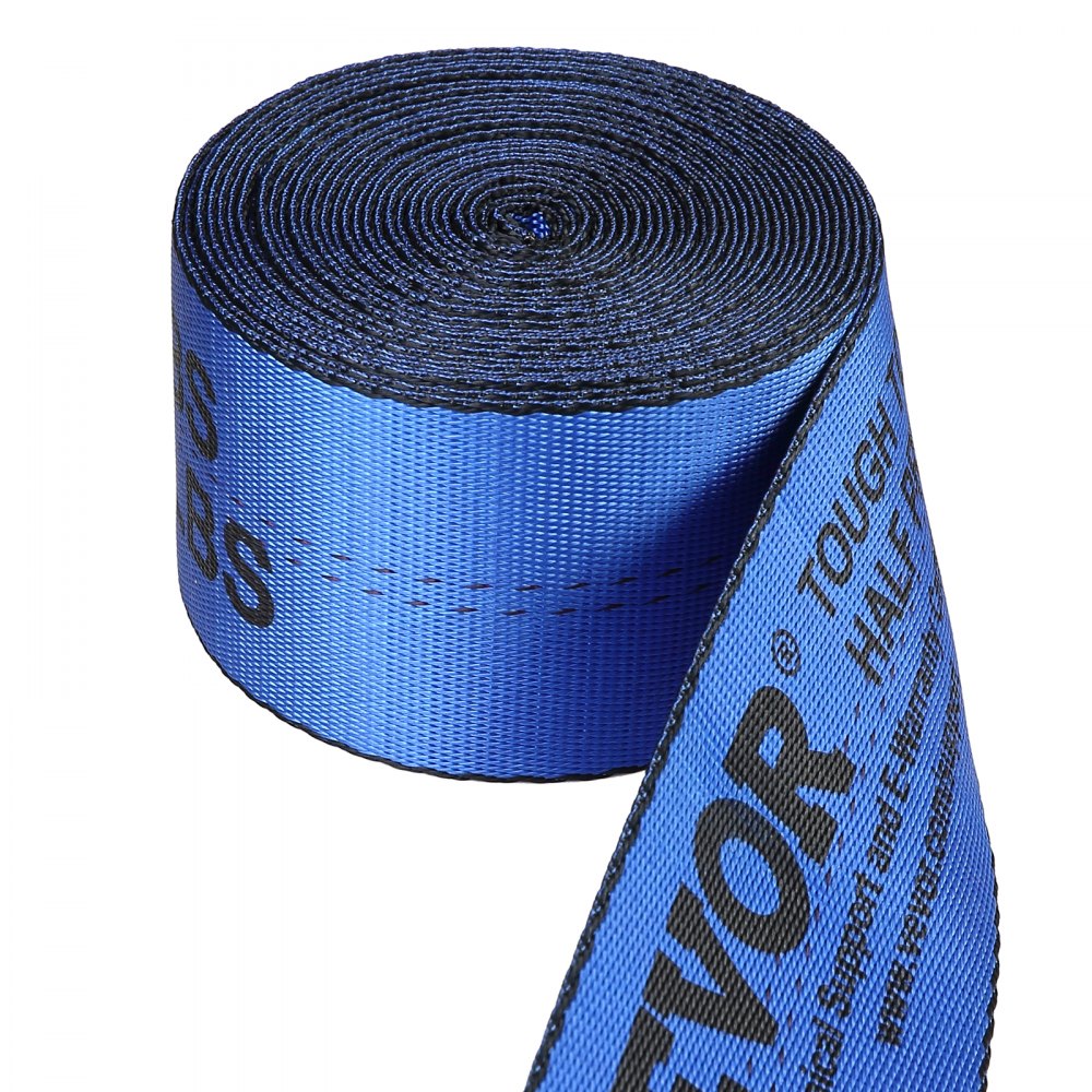 VEVOR Winch Straps, 4" x 30', 6000 lbs Load Capacity, 18000 lbs Breaking Strength, Truck Straps with Flat Hook, Flatbed Tie Downs Cargo Control for Trailers, Farms, Rescues, Tree Saver, Blue (10 Pack)