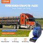 Curele de troliu VEVOR, 4" x 30', capacitate de încărcare 6000 lbs, 18000 lbs rezistență la rupere, curele pentru camion cu cârlig plat, dispozitive de fixare plat pentru controlul încărcăturii pentru remorci, ferme, salvari, economizor de copaci, albastru (pachet de 10)
