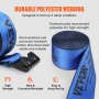 VEVOR Winch Straps, 4" x 30', 6000 lbs Load Capacity, 18000 lbs Breaking Strength, Truck Straps with Flat Hook, Flatbed Tie Downs Cargo Control for Trailers, Farms, Rescues, Tree Saver, Blue (10 Pack)