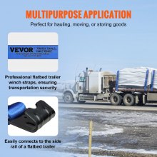 VEVOR Winch Straps, 4" x 30', 6000 lbs Load Capacity, 18000 lbs Breaking Strength, Truck Straps with Flat Hook, Flatbed Tie Downs Cargo Control for Trailers, Farms, Rescues, Tree Saver, Blue (10 Pack)