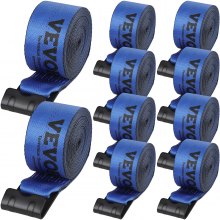 VEVOR Winch Straps, 4" x 30', 6000 lbs Load Capacity, 18000 lbs Breaking Strength, Truck Straps with Flat Hook, Flatbed Tie Downs Cargo Control for Trailers, Farms, Rescues, Tree Saver, Blue (10 Pack)