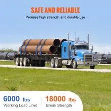 VEVOR Winch Straps, 4" x 30', 6000 lbs Load Capacity, 18000 lbs Breaking Strength, Truck Straps with Flat Hook, Flatbed Tie Downs Cargo Control for Trailers, Farms, Rescues, Tree Saver, Blue (10 Pack)