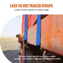 VEVOR Winch Straps, 4" x 30', 6000 lbs Load Capacity, 18000 lbs Breaking Strength, Truck Straps with Flat Hook, Flatbed Tie Downs Cargo Control for Trailers, Farms, Rescues, Tree Saver, Blue (10 Pack)