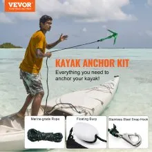Kit de anclaje para kayak VEVOR, kit de anclaje para tabla de remo de 3,5 lb con cuerda de 26,2 pies/8 m y boya, ancla plegable para botes pequeños con bolsa de almacenamiento y gancho a presión, accesorios para kayaks, botes pequeños y canoas