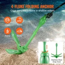 Kit de anclaje para kayak VEVOR, kit de anclaje para tabla de remo de 3,5 lb con cuerda de 26,2 pies/8 m y boya, ancla plegable para botes pequeños con bolsa de almacenamiento y gancho a presión, accesorios para kayaks, botes pequeños y canoas