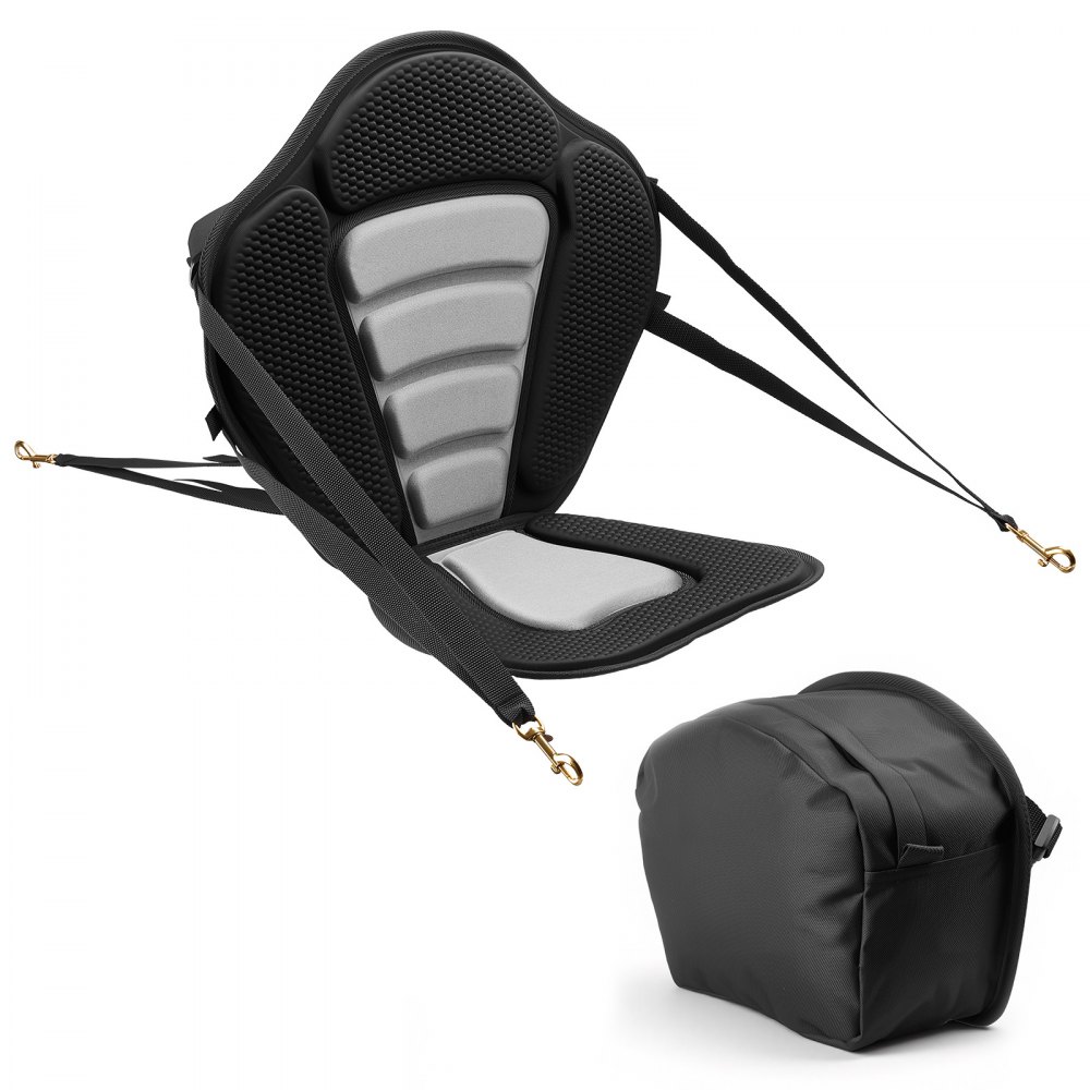 VEVOR Kayak Seat, 1 Pack 12 mm Thick, Universal Paddle Board Seat with Back Support, Sit-on-Top Soft Padded Cushion with Storage Bag & Adjustable Straps for SUP, Canoe, Fishing Boat, Inflatable Kayak