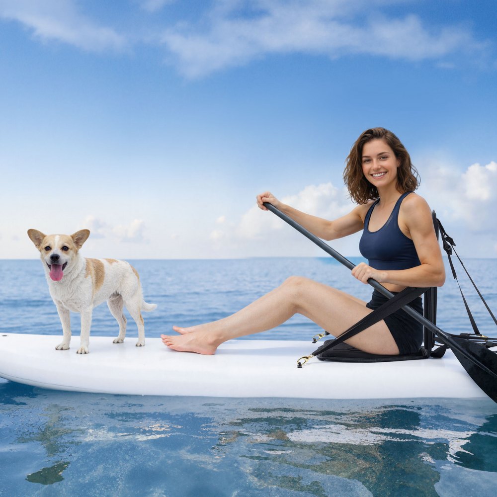 VEVOR Kayak Seat, 1 Pack 31 mm Thick, Universal Paddle Board Seat with Back Support, Hexagonal Sit-on-Top Soft Padded Cushion with Storage Bag & Adjustable Straps for SUP, Fishing/Inflatable Kayak