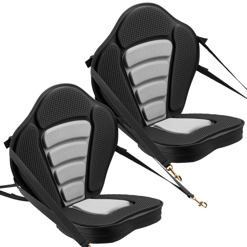 VEVOR Kayak Seat, 2 Pack 53 mm Thick, Universal Paddle Board Seat with Back Support, Sit-on-Top Soft Padded Cushion with Storage Bag & Adjustable Straps for SUP, Canoe, Fishing Boat, Inflatable Kayak