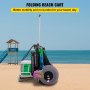 VEVOR Beach Carts for Sand, 14\" x 14.7\" Cargo Deck, w/ 13\" TPU Balloon Wheels, 165LBS Loading Capacity Folding Sand Cart & 29.5\" to 49.2\" Adjustable Height, Heavy Duty Cart for Picnic, Fishing, B