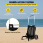 VEVOR Beach Carts for Sand, with 10\" PVC Balloon Wheels, 15\" x 15\" Cargo Deck, 165LBS Loading Capacity Folding Sand Cart & 31.1\" to 49.6\" Adjustable Height, Aluminum Cart for Picnic, Fishing, Bea