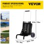 VEVOR Beach Carts for Sand, with 10\" PVC Balloon Wheels, 15\" x 15\" Cargo Deck, 165LBS Loading Capacity Folding Sand Cart & 31.1\" to 49.6\" Adjustable Height, Aluminum Cart for Picnic, Fishing, Bea